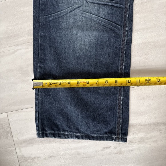 Rare VTG Blue Gear BG Premium Distressed  Baggy Hip Hop Y2K Denim Jeans 40x32 - Picture 7 of 11